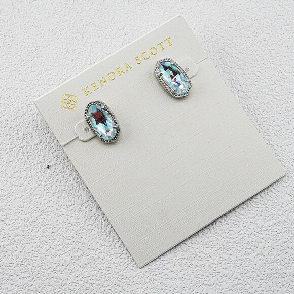 Kendra Scott White Iridescent Glass Stud Earrings - Picture 1 of 1